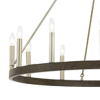 Lustre Acroma Farmhouse à 12 lumières, 40 po, en forme de roue de chariot, certifié UL - 40 po P x 138 po H