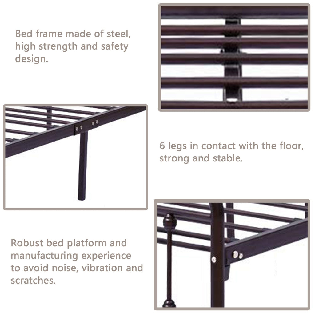 Cadre de lit plateforme en métal vintage simple Alazyhome, montage facile