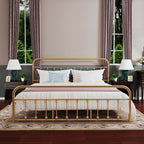 Cadre de lit plateforme en métal vintage simple Alazyhome, montage facile