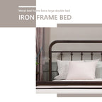 Cadre de lit plateforme en métal vintage simple Alazyhome, montage facile