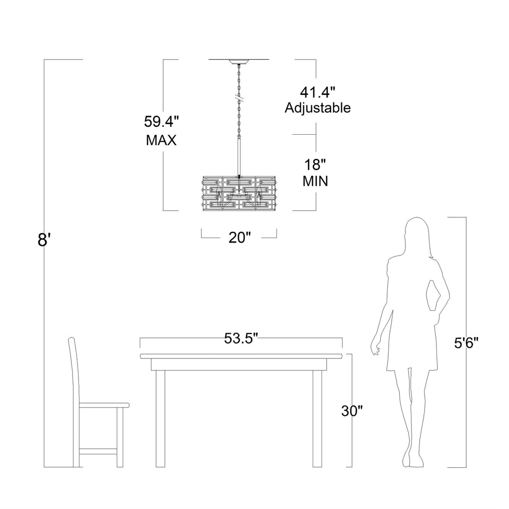 Lustre à abat-jour tambour Anita avec prisme en verre transparent