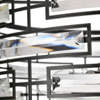 Lustre à abat-jour tambour Anita avec prisme en verre transparent