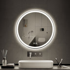 Miroir de courtoisie rond sans cadre, antibuée, éclairé par LED et à intensité variable