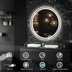 Miroir de courtoisie rond sans cadre, antibuée, éclairé par LED et à intensité variable