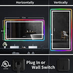 Miroir de salle de bain antibuée rétroéclairé RVB et à éclairage frontal LED