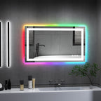 Miroir de salle de bain antibuée rétroéclairé RVB et à éclairage frontal LED
