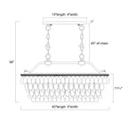 Éclairage rectangulaire pour îlot de cuisine en bronze antique à 6 lumières avec suspension en cristal - Bronze antique