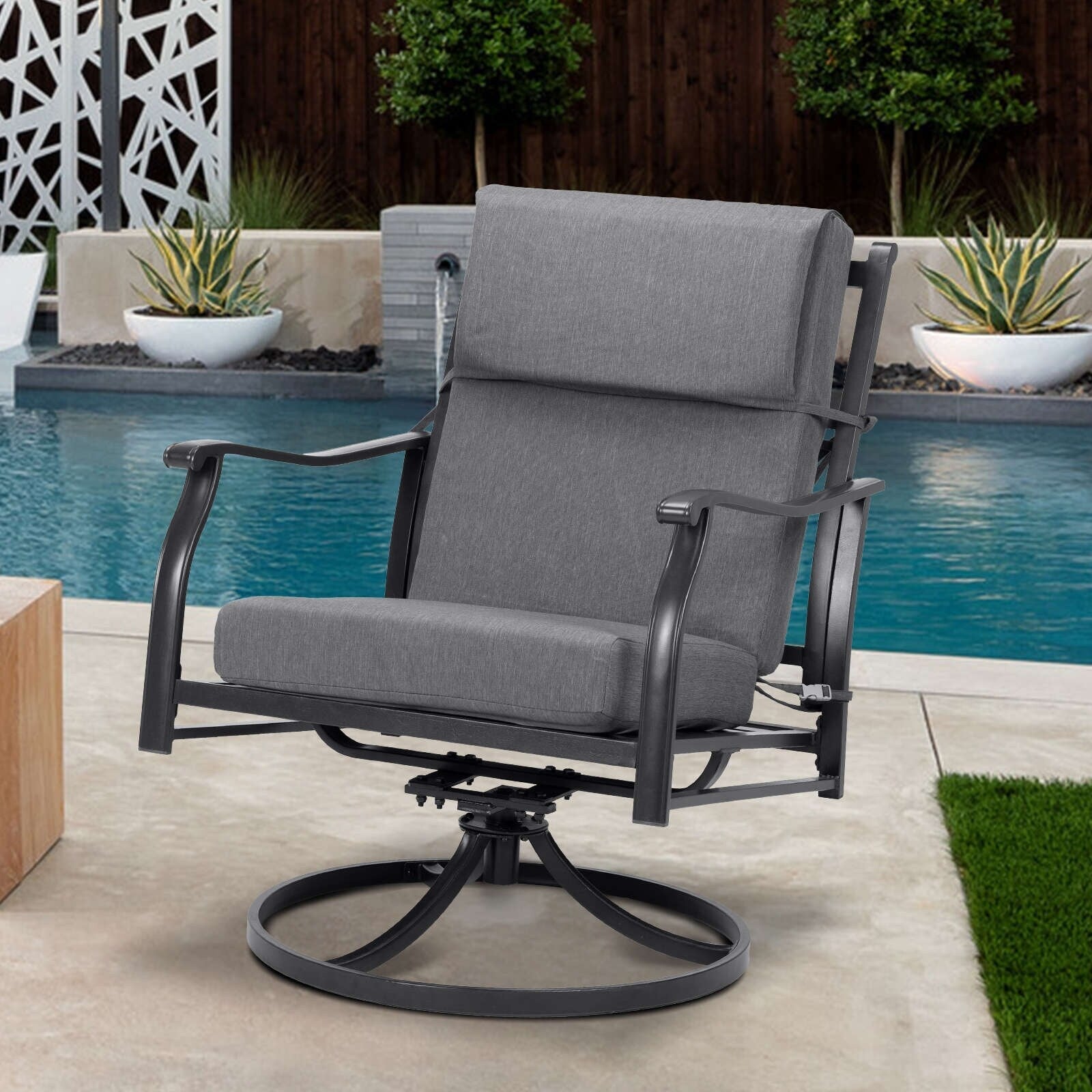 Lot de 4 coussins de chaise à dossier haut Aoodor Patio, 46 ​​x 21 x 4 pouces (coussins uniquement)