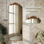 Miroir arqué pleine longueur avec motif floral baroque