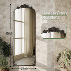 Miroir arqué pleine longueur avec motif floral baroque