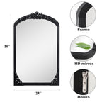 Miroir de sol sculpté en bois massif de forme arquée sur toute la longueur