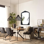 Miroir de sol sculpté en bois massif de forme arquée sur toute la longueur