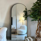 Miroir de sol en bois arqué pleine longueur, miroir mural