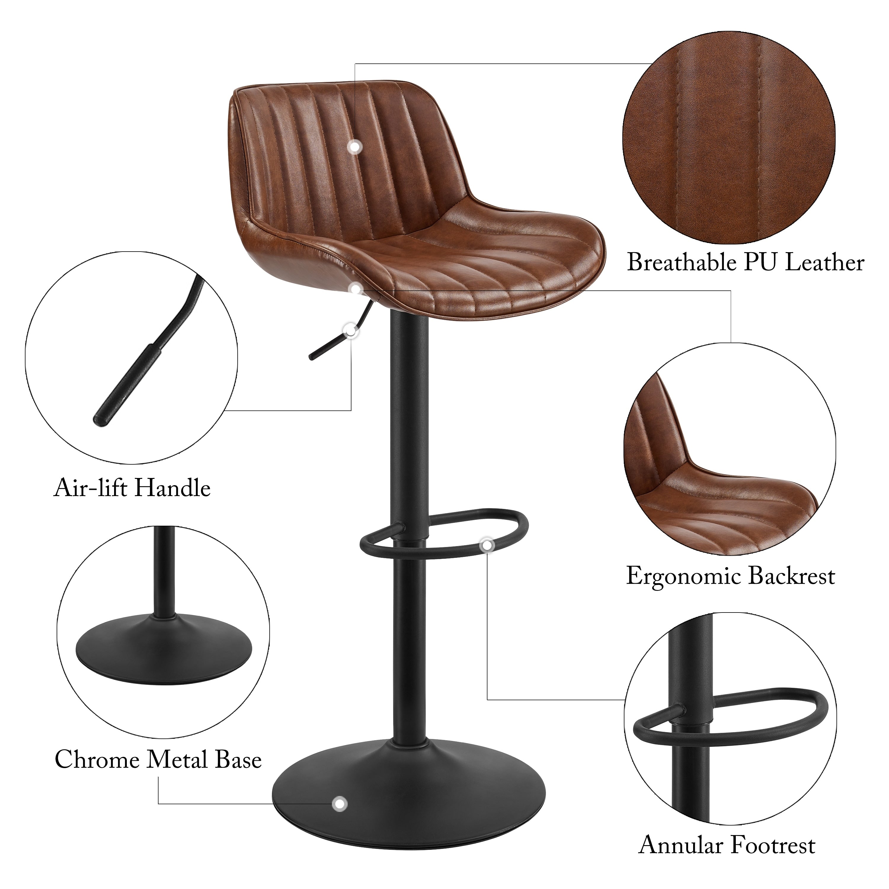 Tabouret de bar pivotant à hauteur réglable Art Leon, lot de 2