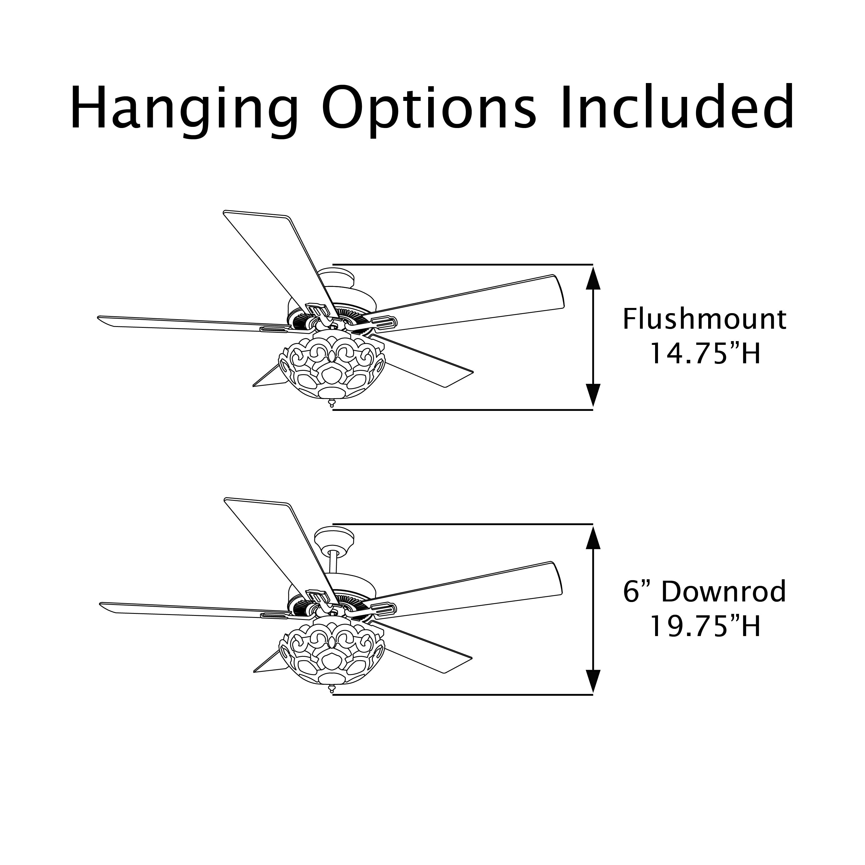 Ventilateur de plafond Astrid River of Goods, 3 lumières, 52 pouces, bronze huilé multicolore et vitrail - 52 x 52 x 14,75/19,75