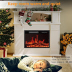 Cheminée électrique Bossin 43 avec manteau, insert de cheminée électrique de 23 pouces, meuble TV autonome avec foyer en bois