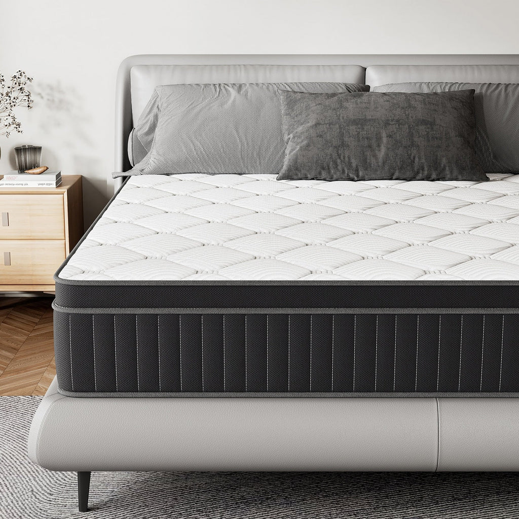Matelas à ressorts SweDrea 12 po mi-ferme pour soulager les maux de dos et rafraîchir, certifié CertiPUR-US, SGS et OEKO-TEX.