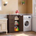 Meuble de rangement de salle de bain, meuble de rangement de sol autonome avec 4 tiroirs et étagère réglable