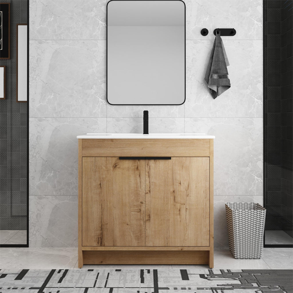 Beingnext Meuble-lavabo 24/30/36 avec porte à fermeture douce et étagère réglable