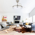 Ventilateur de plafond rétractable moderne Bella Depot 36 avec éclairage LED, pales réversibles à 6 vitesses et télécommande