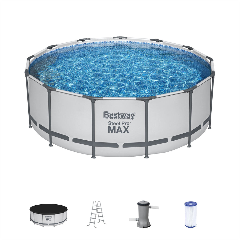 Piscine hors sol ronde Bestway Steel Pro MAX avec pompe et couverture