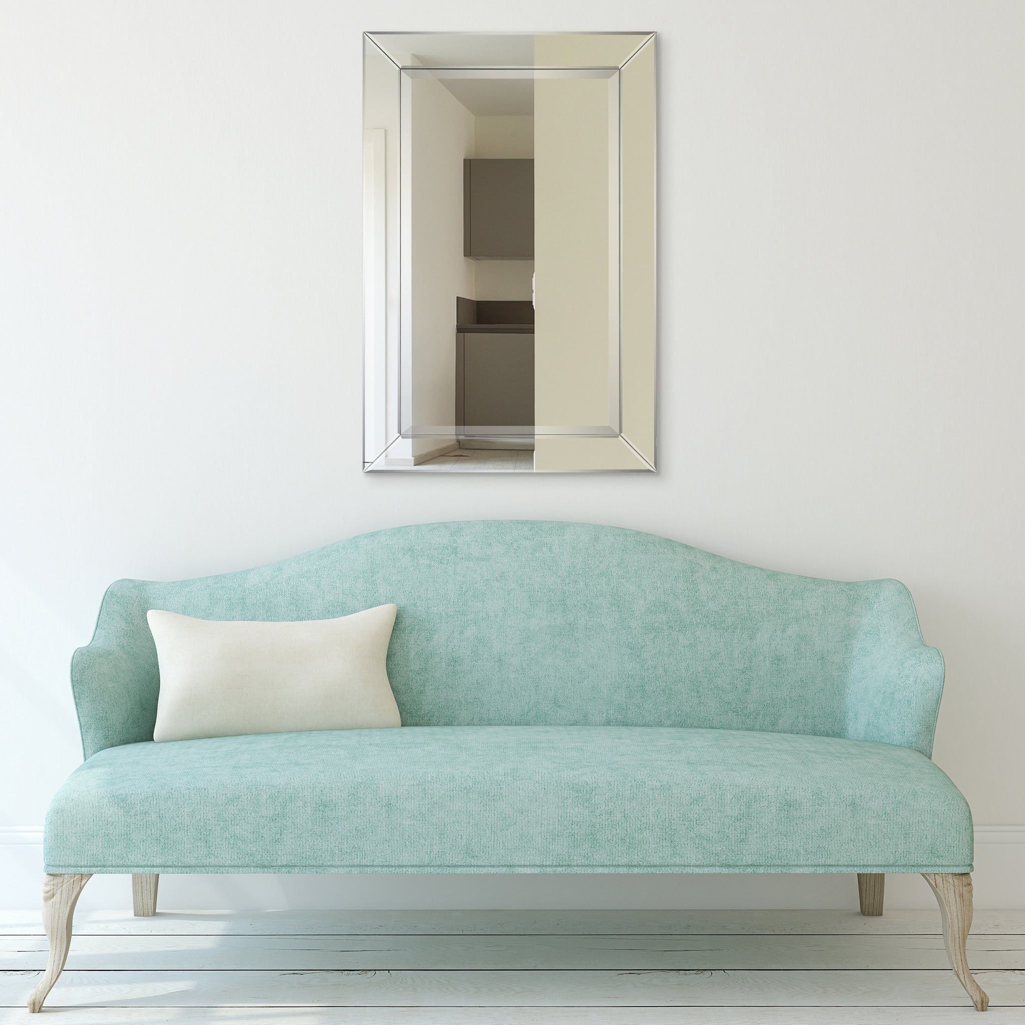 Miroir mural rectangulaire biseauté transparent HD pour salle de bain, coiffeuse et chambre à coucher, 3 tailles