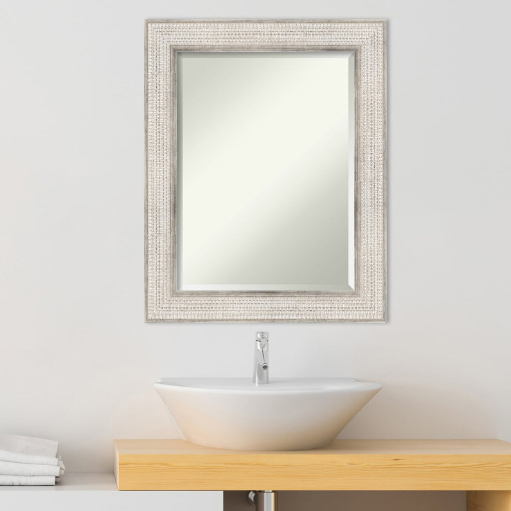 Miroir mural de salle de bain en bois biseauté - Cadre argenté Treillis - Argent Treillis