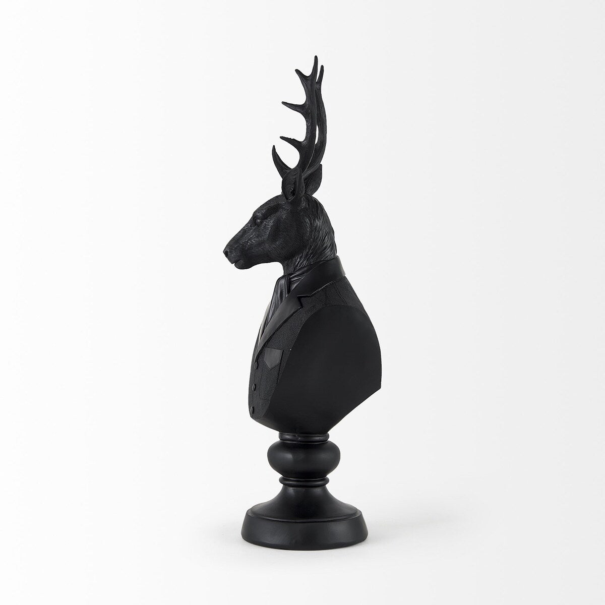Sculpture de buste de cerf en résine noire - 6 L x 8 P x 23 H