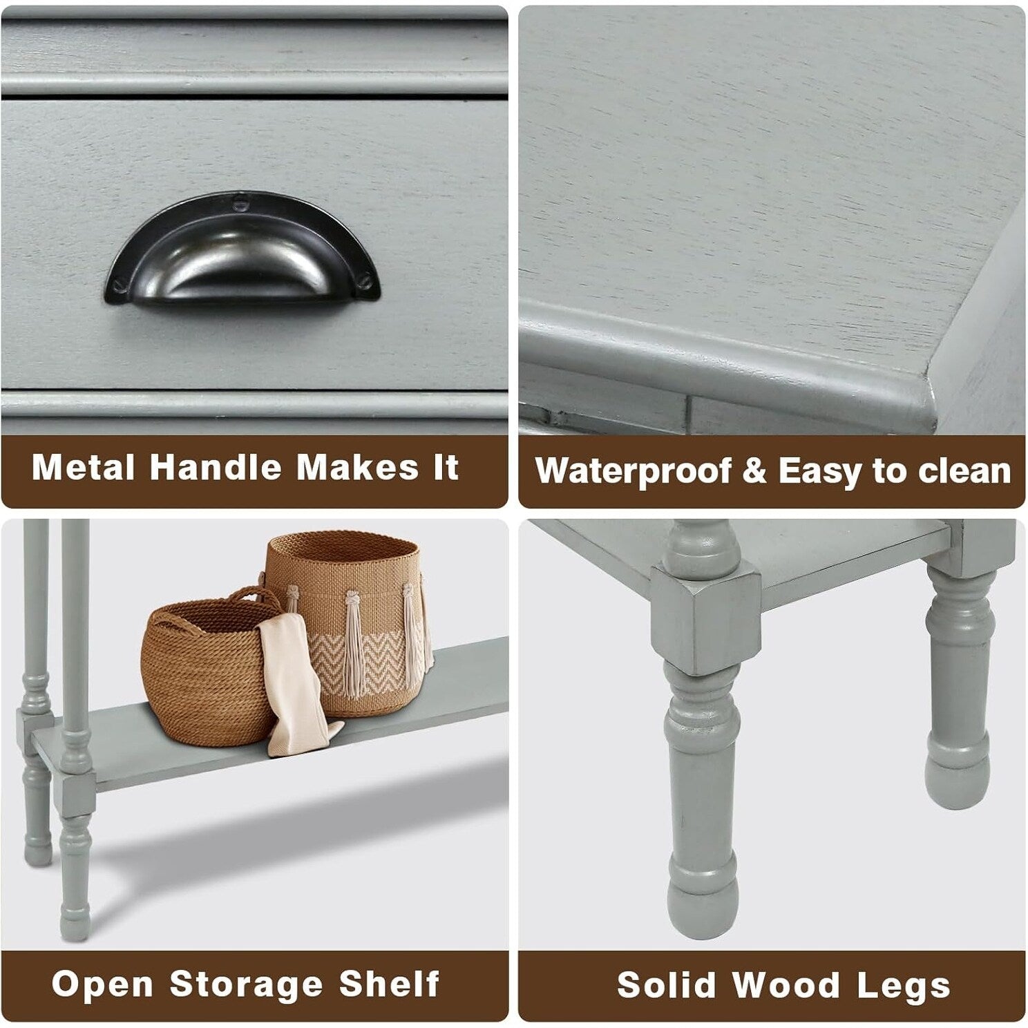 Console d'entrée à 3 tiroirs en bois de Burlington