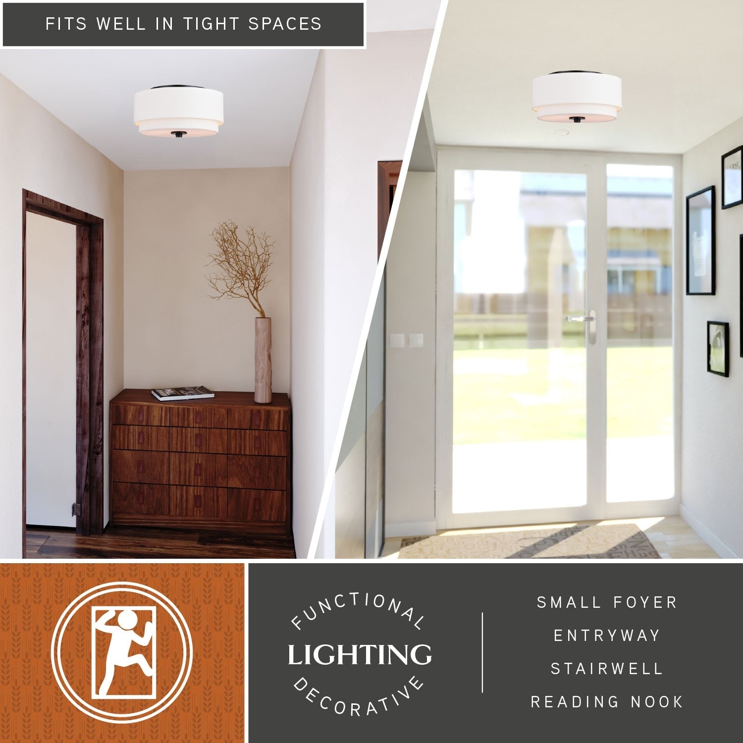 Plafonnier moderne du milieu du siècle de Burnaby avec abat-jour tambour en lin blanc