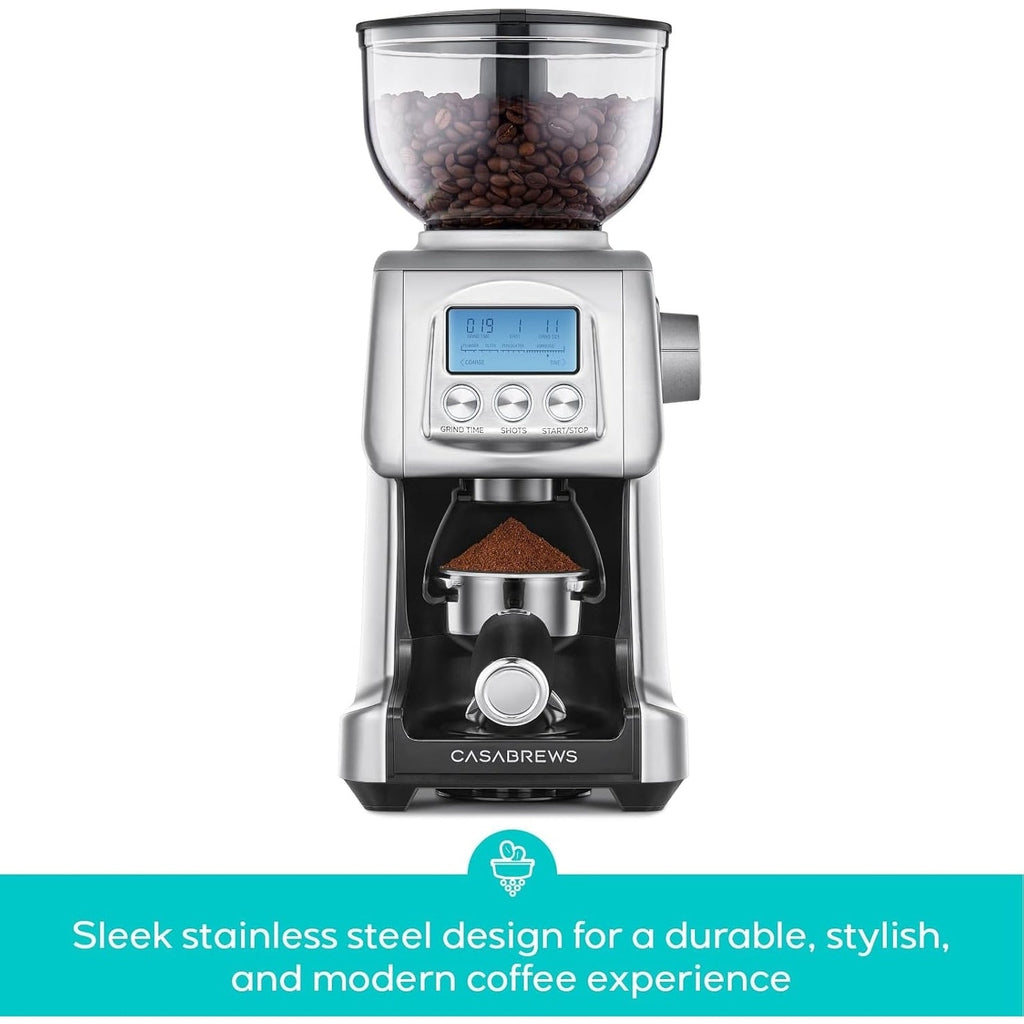 Moulin à café électrique CASABREWS Tornado à meules coniques argentées - N/A