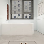 Baignoires autoportantes en acrylique CB HOME 59''/67'', baignoires simples contre le mur, trop-plein gauche/droite