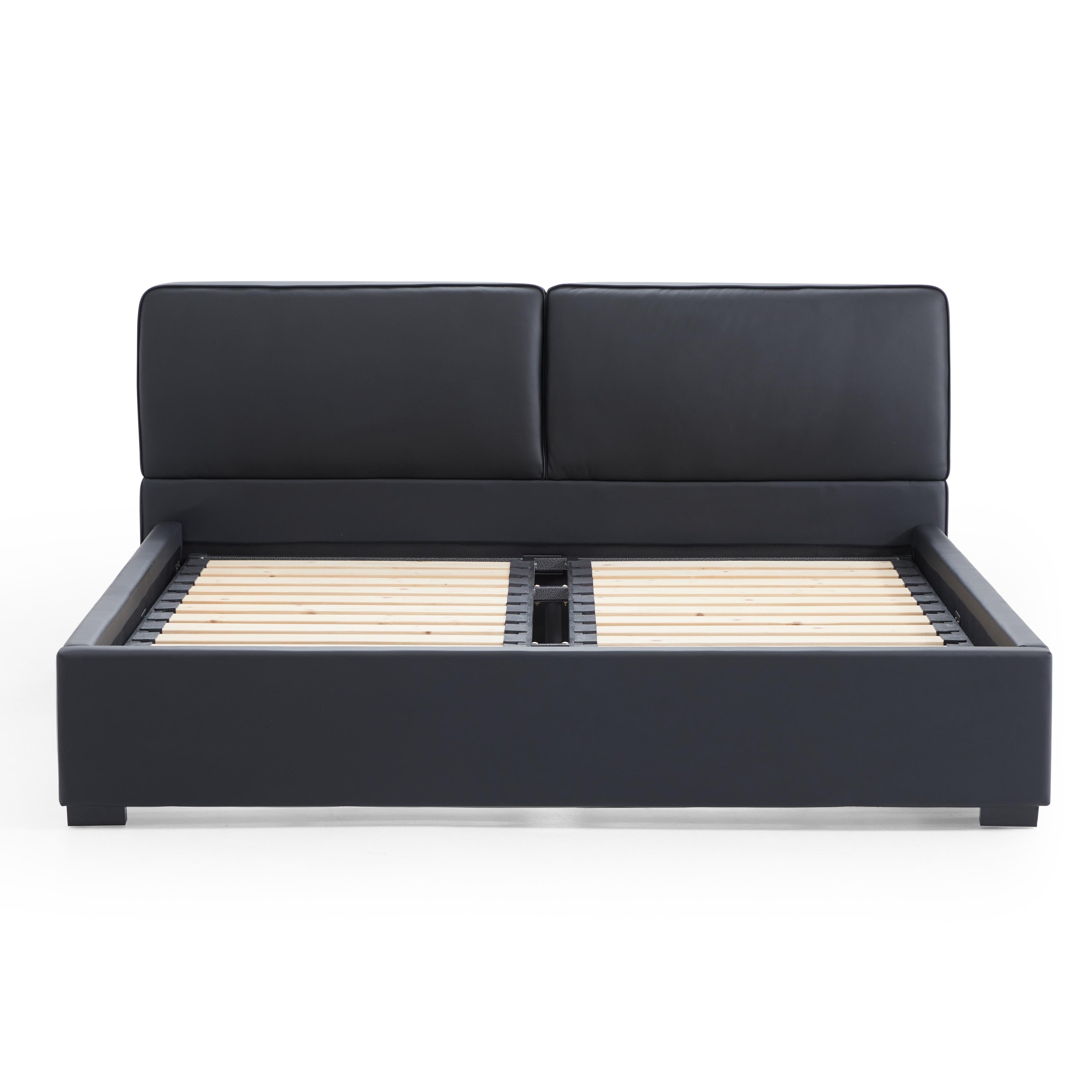 Domus Black Leather Bed