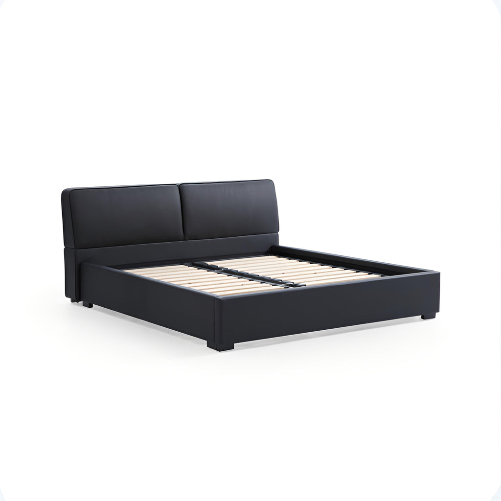 Domus Black Leather Bed