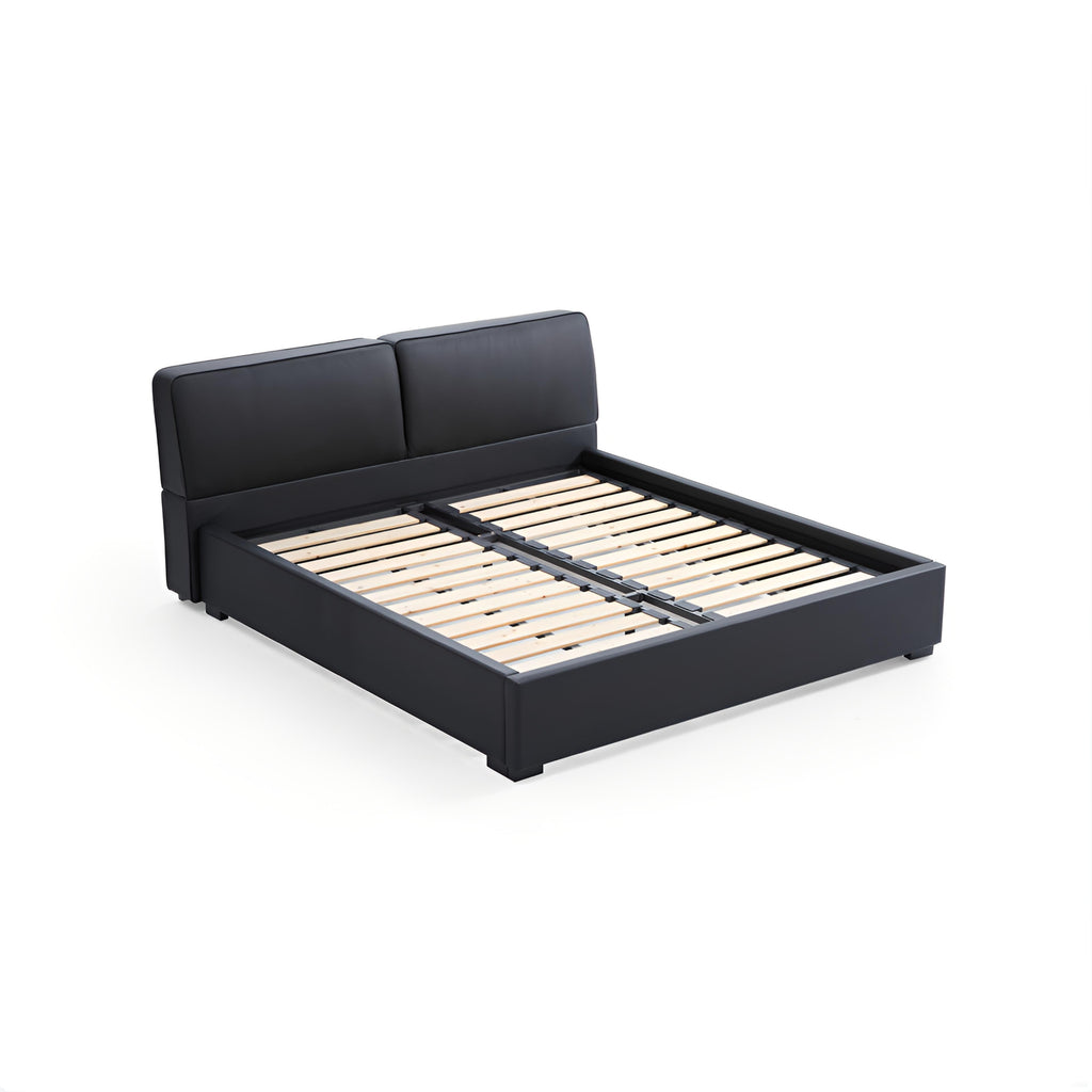Domus Black Leather Bed