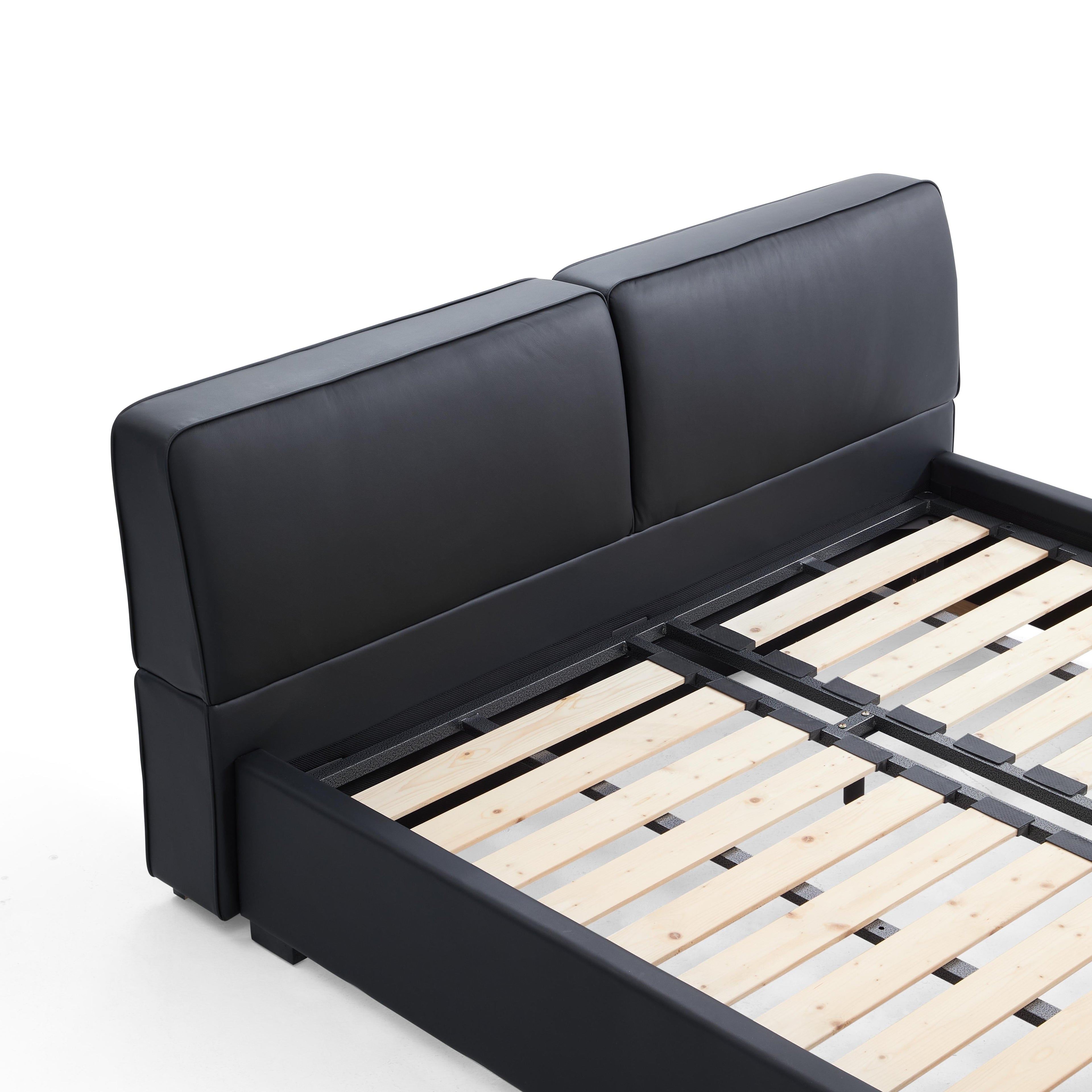 Domus Black Leather Bed