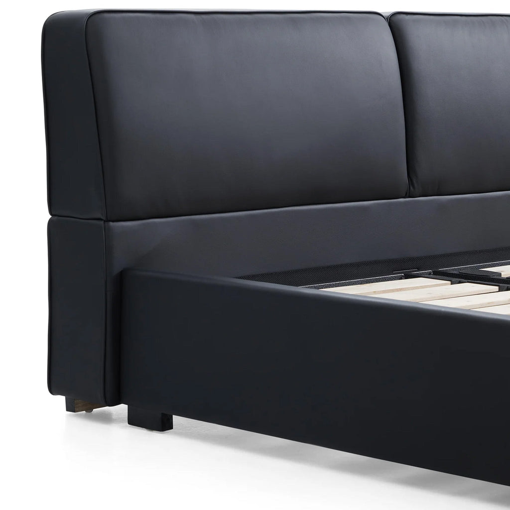 Domus Black Leather Bed