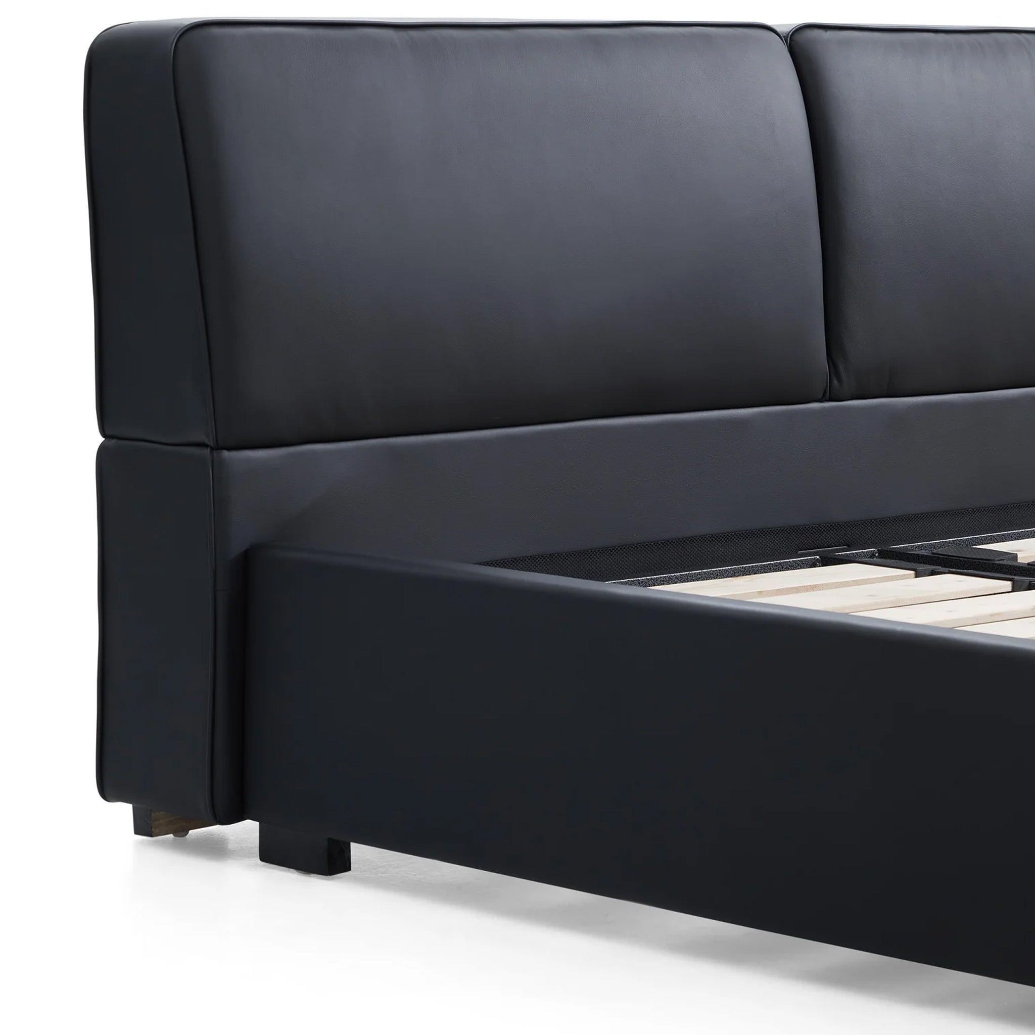 Domus Black Leather Bed