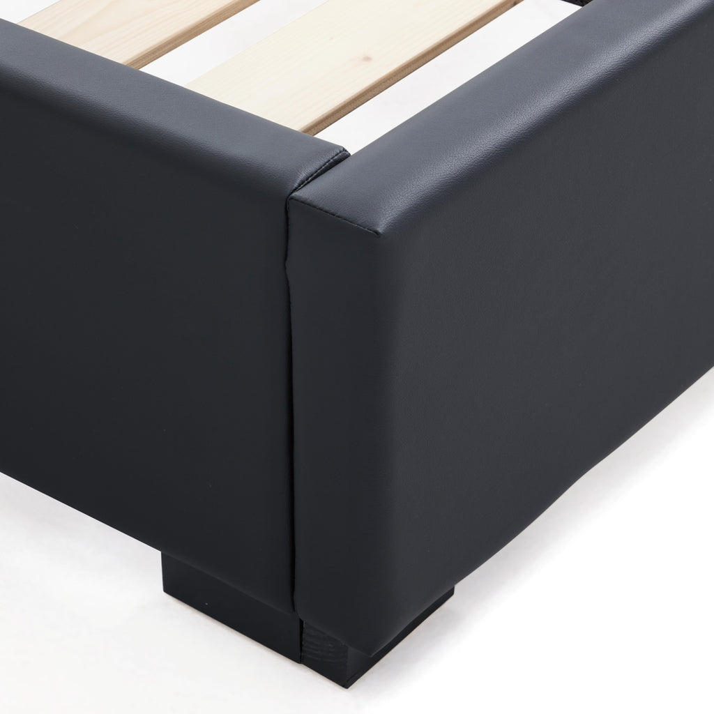 Domus Black Leather Bed