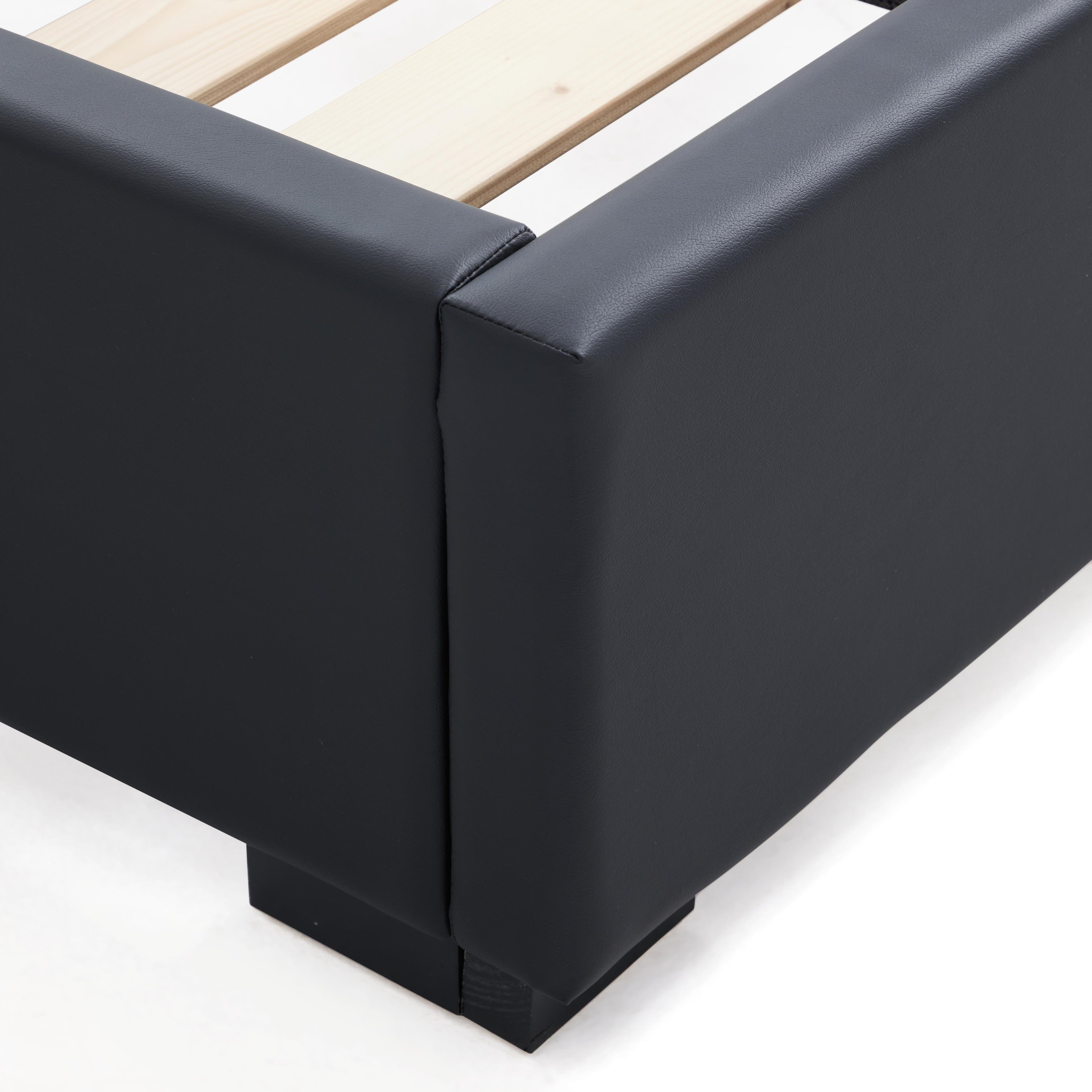 Domus Black Leather Bed