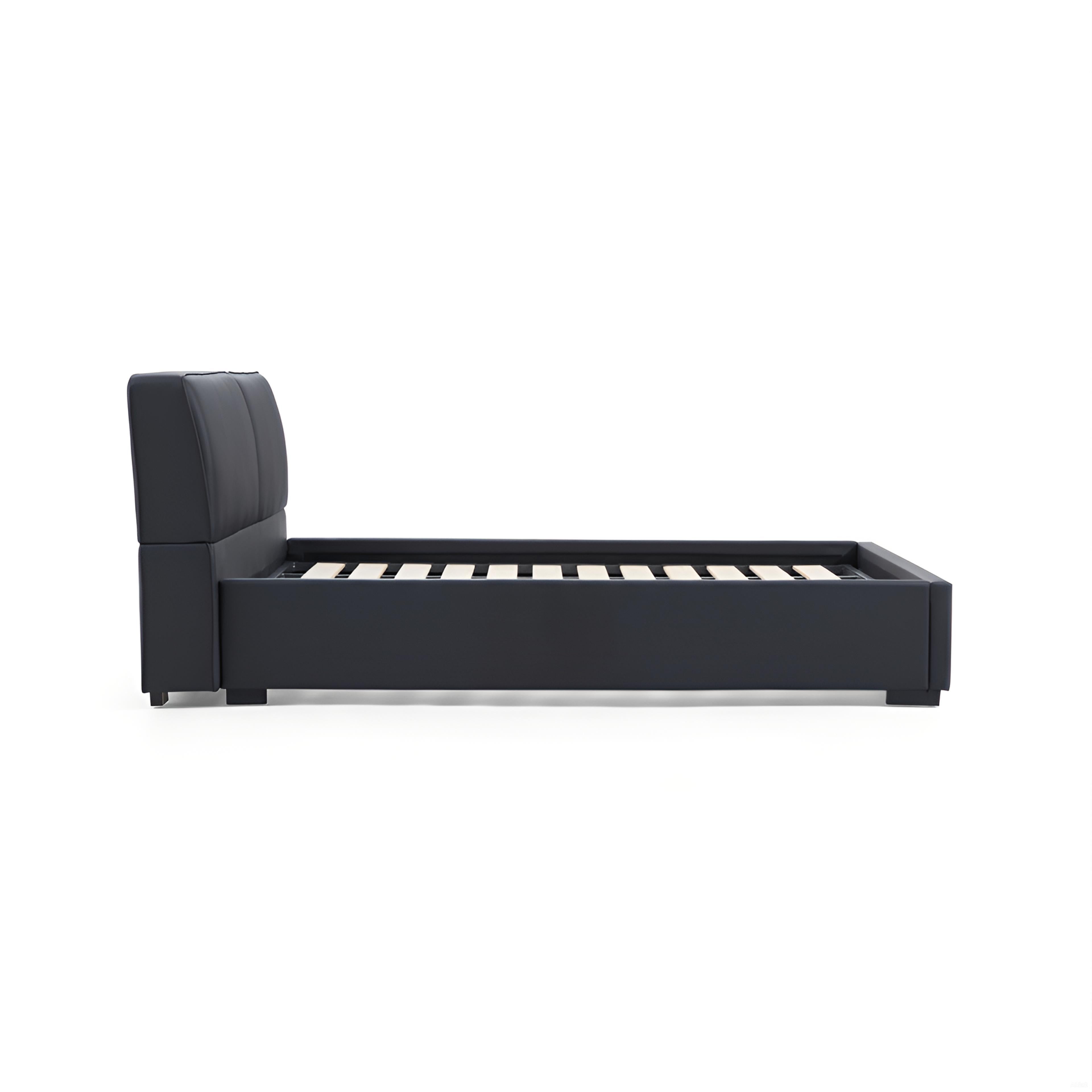 Domus Black Leather Bed