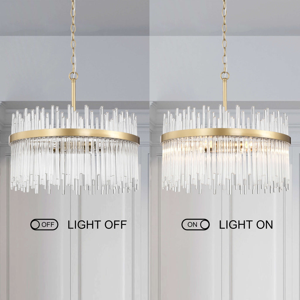 Lustre Casandra 5 lumières en bronze brillant avec barres en verre transparent - Bronze brillant