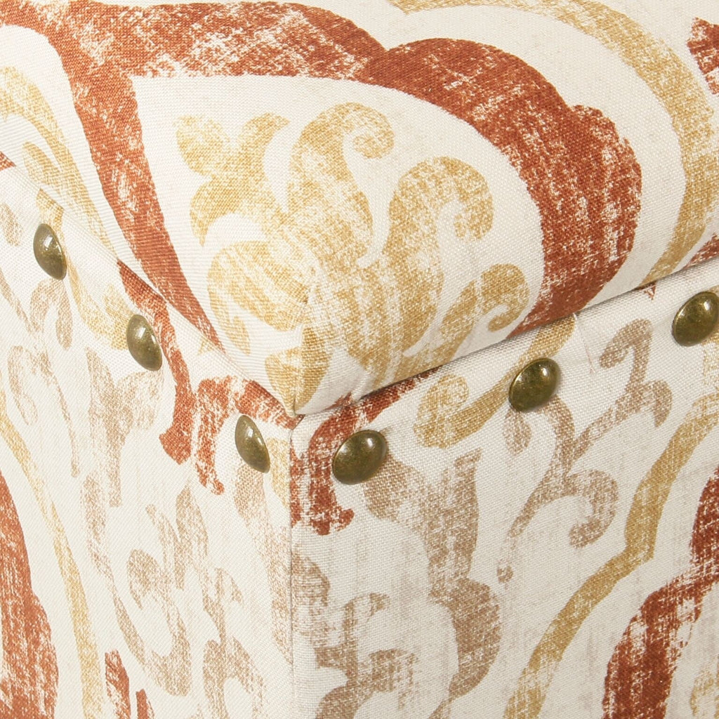 Banc de rangement rembourré Copper Grove Muscari avec bordure cloutée