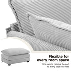 Canapé sectionnel en velours côtelé avec poufs amovibles et coussins ultra-doux pour salon et chambre