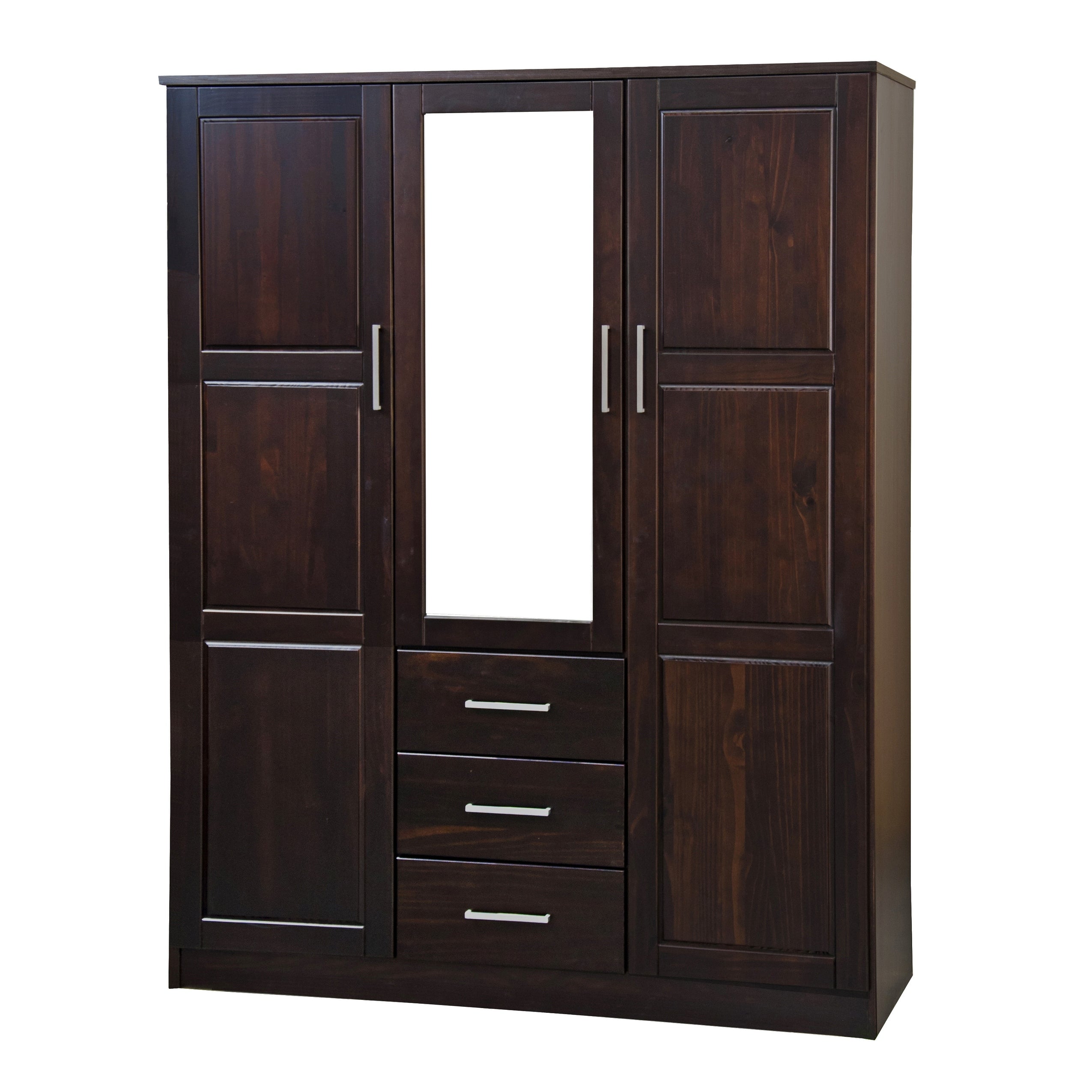 Armoire penderie 3 portes Cosmo 100 % bois massif de Palace Imports avec portes en bois massif ou en miroir