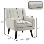 Fauteuil d'appoint moderne en tissu aspect coton/lin