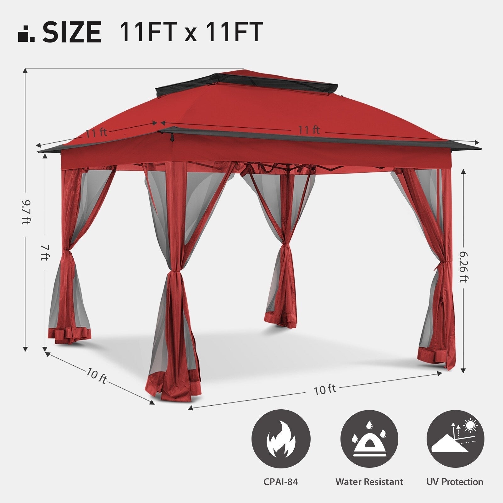Gazebo escamotable en acier Cozywor de 11 pi x 11 pi avec moustiquaire