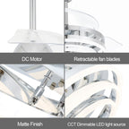 Ventilateur de plafond rétractable Cusp Barn 42 avec lumières et télécommande DIY Forme Fandelier Moderne Silencieux Moteur CC Plafonnier LED