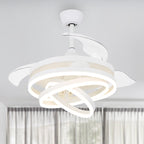 Ventilateur de plafond rétractable Cusp Barn 42 avec lumières et télécommande DIY Forme Fandelier Moderne Silencieux Moteur CC Plafonnier LED