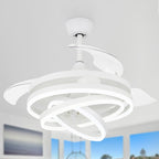 Ventilateur de plafond rétractable Cusp Barn 42 avec lumières et télécommande DIY Forme Fandelier Moderne Silencieux Moteur CC Plafonnier LED
